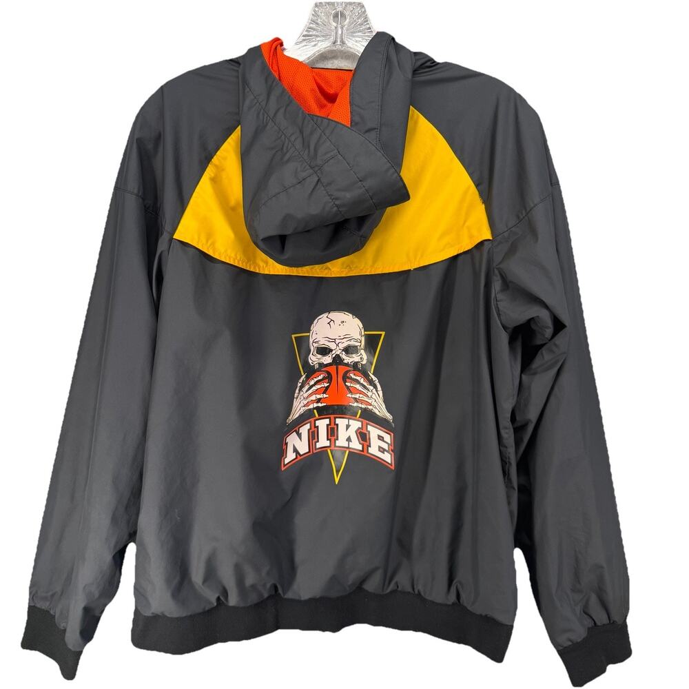 Nike Youth XL Windbreaker Jacket Skull Graphic Black Yellow Hooded Full Zip Boys